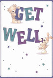 Bright with optimism and crafted with the same personal touch found in Northwood's favourite flower shops, this get well card's cheerful design features two delightful companions-a squishy teddy bear and an energetic puppy-balanced playfully on large, colourful letters that spell out 'Get Well.' The vibrant indigos and teal shades that make up the message shine against a gentle cream background, giving the card a lively, uplifting presence. Across the scene, scattered stars in soft purples and blues twinkle hopefully, adding an air of wonder reminiscent of clear evenings strolling near Northwood Recreation Ground. The detailed illustration of plush textures and sparkling eyes conveys a comforting, almost tangible warmth-perfect for bringing a heartfelt note of kindness to someone recovering in the area. In every brushstroke there's a sense of care and sincerity, turning this card into an emotional embrace, much like a thoughtfully arranged bouquet hand-delivered to a neighbour's door.